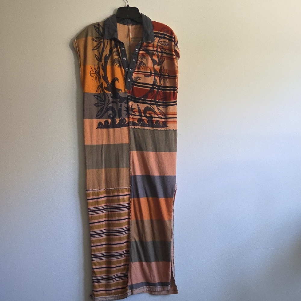 Free People Multicolor Patchwork Midi Dress